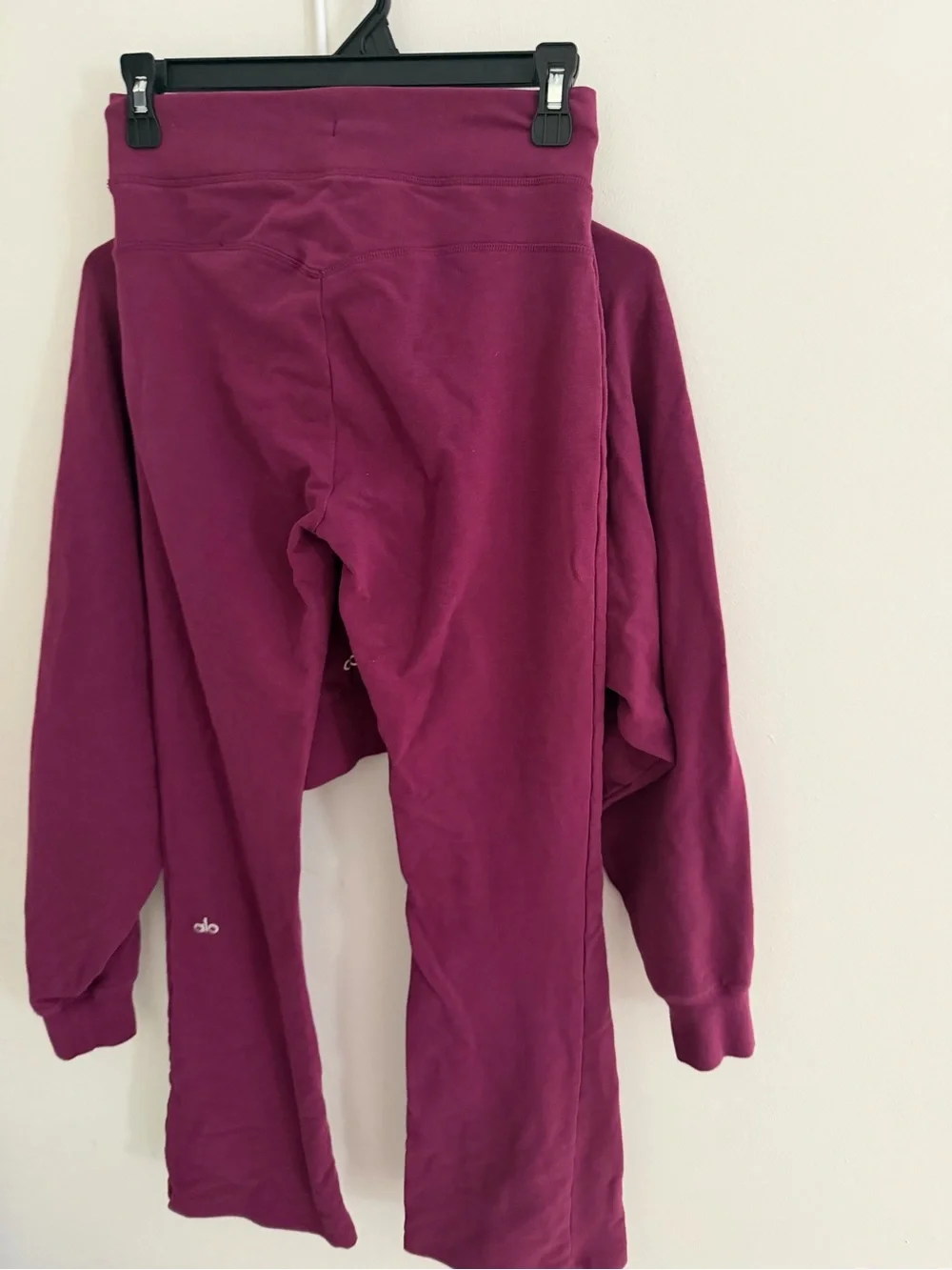 Alo Women's 2 Pieces Burgundy Cropped Hoodie and Pant Set